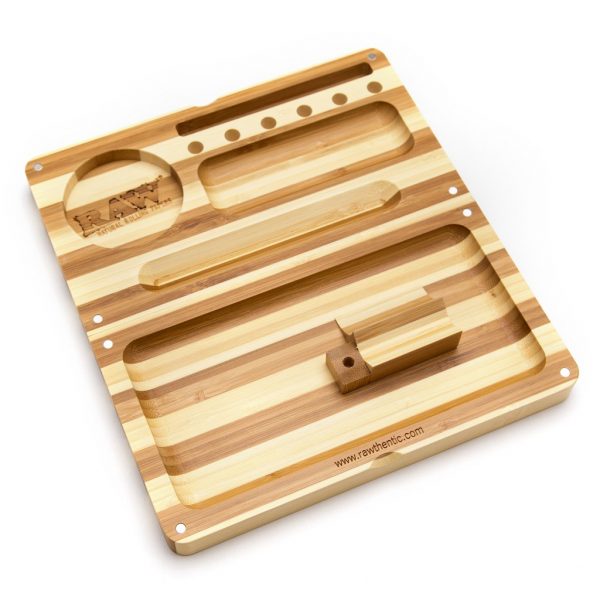 RAW Backflip Magnetic Bamboo Striped Rolling Tray